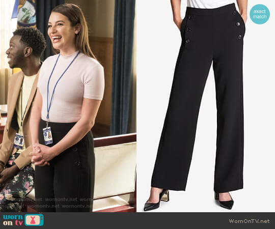 DKNY Crepe Wide-Leg Pants worn by Valentina Barella (Lea Michele) on The Mayor