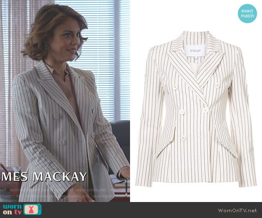 Derek Lam 10 Crosby Striped Double-Breasted Blazer worn by Cristal Flores (Nathalie Kelley) on Dynasty