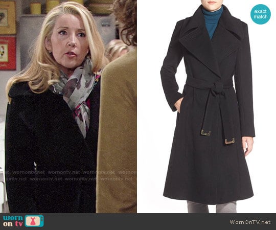 Diane von Furstenberg Long Wool Blend Wrap Coat worn by Nikki Reed Newman (Melody Thomas-Scott) on The Young and the Restless