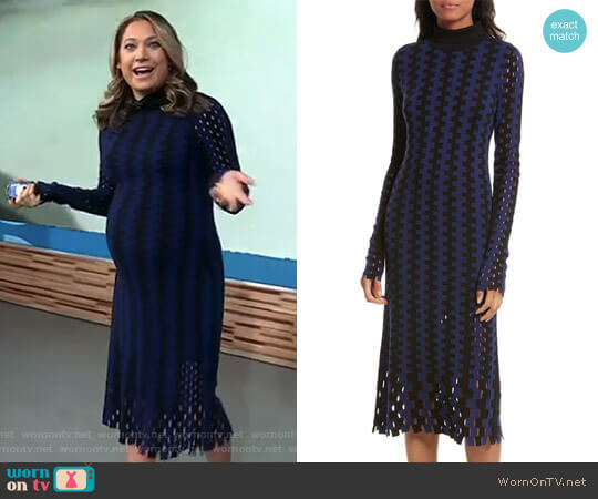 Diane von Furstenberg Turtleneck Merino Wool Midi Dress worn by Ginger Zee on Good Morning America