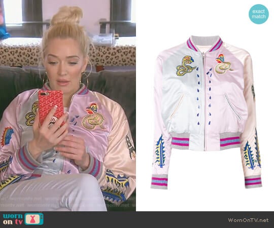 Diesel Embroidered Snakes Bomber Jacket worn by Erika Jayne on The Real Housewives of Beverly Hills