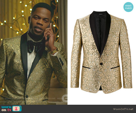 Dolce & Gabbana Paisley Embossed Blazer worn by Jeff Colby (Sam Adegoke) on Dynasty