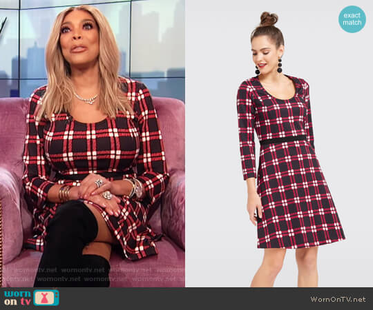 Draper James Windowpane Knit Dress worn by Wendy Williams on The Wendy Williams Show