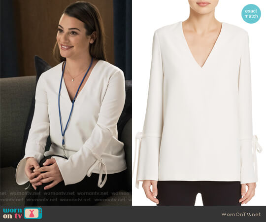 Dylan Gray Tie-Detail Flare-Cuff Top worn by Valentina Barella (Lea Michele) on The Mayor