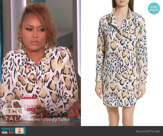 Equipment Freda Animal Print Silk Shirtdress worn by Eve on The Talk