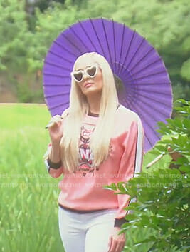 Erika’s pink tiger logo print sweatshirt on The Real Housewives of Beverly Hills