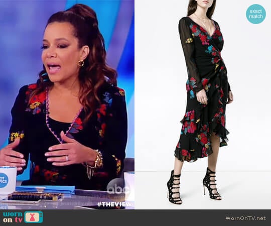 Etro Floral-Print Silk Faux-Wrap Midi Cocktail Dress worn by Sunny Hostin on The View