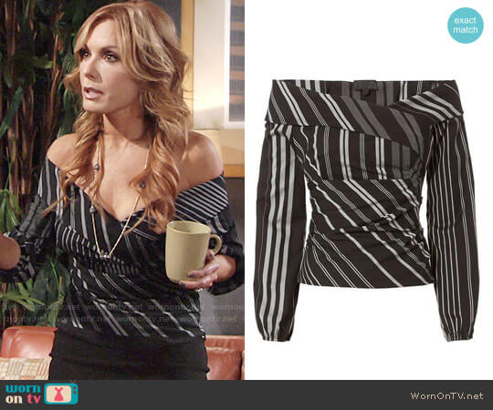 Exclusive for Intermix Tonya Off-the-shoulder Top worn by Lauren Fenmore (Tracey Bregman) on The Young and the Restless