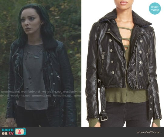 Free People Ashville Faux Leather Biker Jacket worn by Lorna Dane (Emma Dumont) on The Gifted
