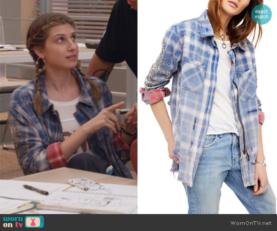 Free People Deconstructed Shirt Jacket worn by Nomi Segal (Emily Arlook) on Grown-ish