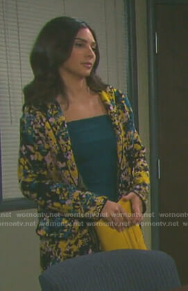 Gabi’s paint splatter coat on Days of our Lives