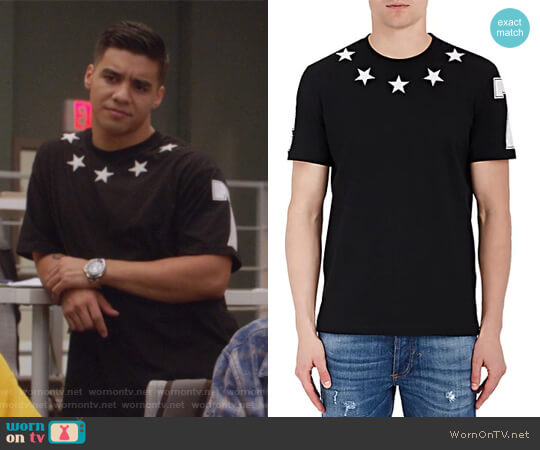 Givenchy Star-Appliqued Cotton Jersey T-Shirt worn by Vivek Shah (Jordan Buhat) on Grown-ish