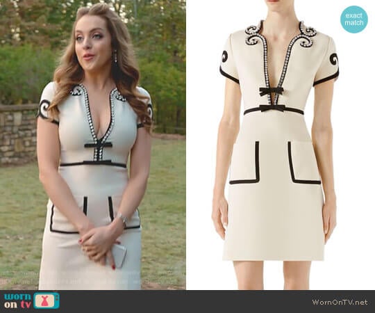 Gucci Crystal-Trim Jersey V-Neck Dress worn by Fallon Carrington (Elizabeth Gillies) on Dynasty