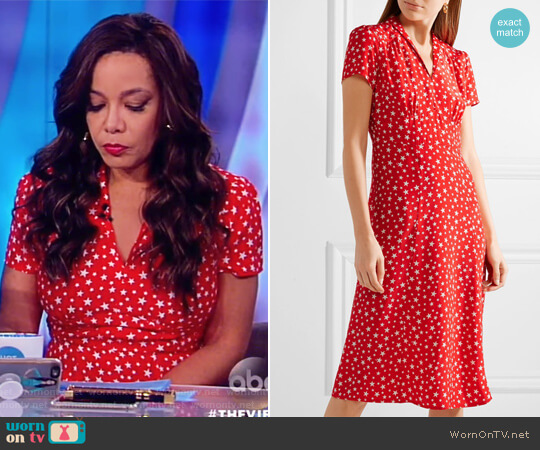 Harley Viera Newton Morgan printed silk crepe de chine dress worn by Sunny Hostin on The View