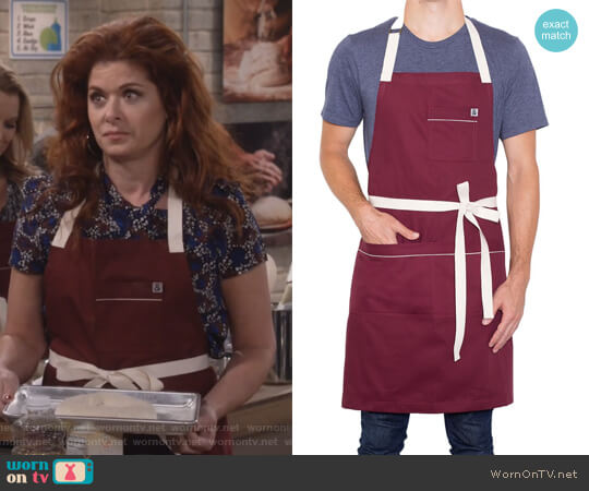 Hedley & Bennett Bordeaux Apron worn by Grace Adler (Debra Messing) on Will and Grace