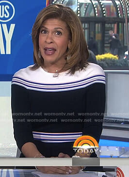 Hoda’s black striped dress on Today