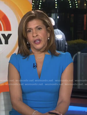 Hoda’s blue v-neck dress on Today