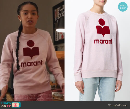 Isabel Marant Etoile Milly sweatshirt worn by Zoey Johnson (Yara Shahidi) on Grown-ish