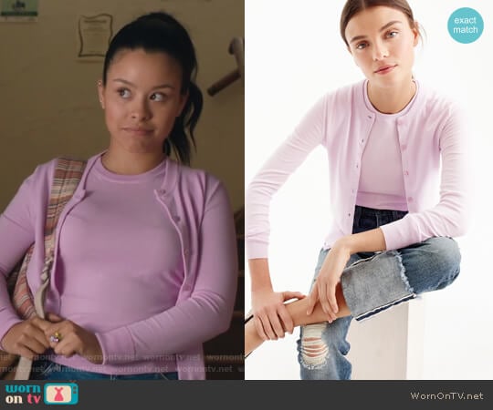 J. Crew Cotton Jackie cardigan sweater worn by Mariana Foster (Cierra Ramirez) on The Fosters