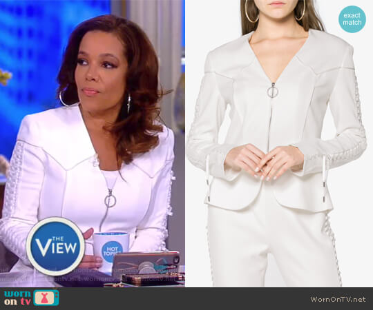 Jonathan Simkhai Lace-up crepe peplum jacket worn by Sunny Hostin on The View