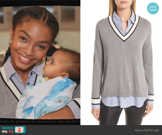 Joie Belva Layered Look Sweater worn by Zoey Johnson (Yara Shahidi) on Grown-ish
