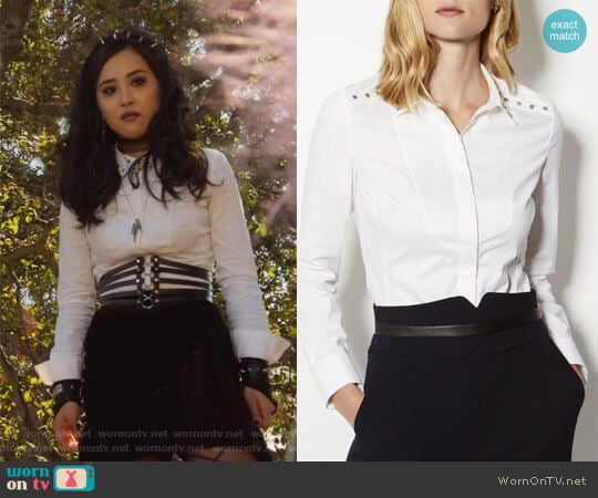 Karen Millen Studded Collar Shirt worn by Nico Minoru (Lyrica Okano) on Marvels Runaways