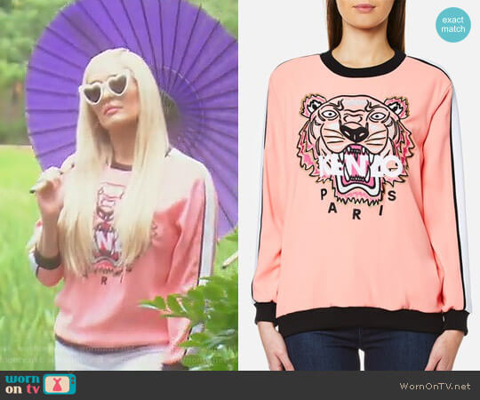 Kenzo Crepe Back Satin Tiger Sweatshirt worn by Erika Jayne on The Real Housewives of Beverly Hills