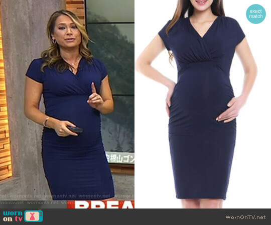 Kimi and Kai Kristen Ruched Maternity/Nursing Dress worn by Ginger Zee on Good Morning America