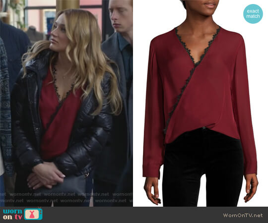 LAgence Rosario Lace Trimmed Silk Top worn by Clementine Hughes (Hunter King) on Life in Pieces
