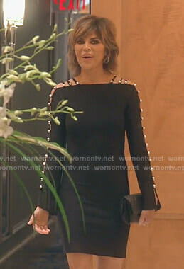 Lisa’s black ladder sleeve dress on The Real Housewives of Beverly Hills