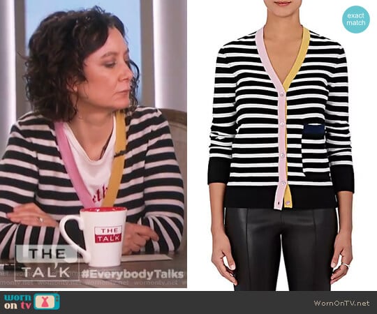 Lisa Perry Striped Cashmere Cardigan worn by Sara Gilbert on The Talk