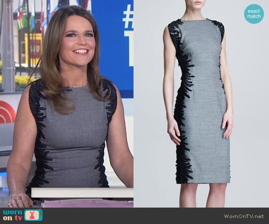 Lela Rose Flutter-Lace Sheath Dress worn by Savannah Guthrie on Today
