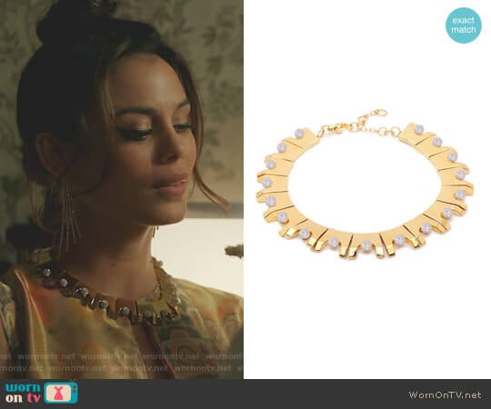 Lele sadoughi Multicolor Beaded Hinge Necklace worn by Cristal Flores (Nathalie Kelley) on Dynasty