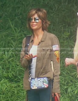 Lisa’s blue frog patch bag on The Real Housewives of Beverly Hills