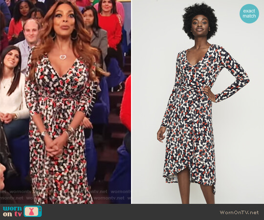 Long Tall Sally Cherry Print Wrap Dress worn by Wendy Williams on The Wendy Williams Show