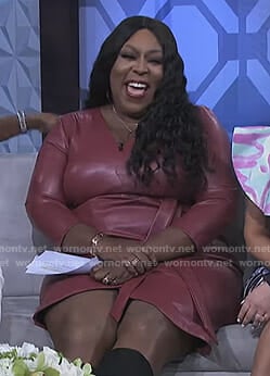 Loni’s pink leather wrap dress on The Real
