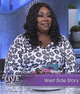 Loni’s white floral layered sleeve top on The Real