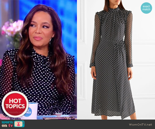Markus Lupfer Colette ruffled printed silk midi dress worn by Sunny Hostin on The View