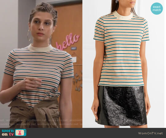 Madewell Striped cotton T-shirt worn by Nomi Segal (Emily Arlook) on Grown-ish