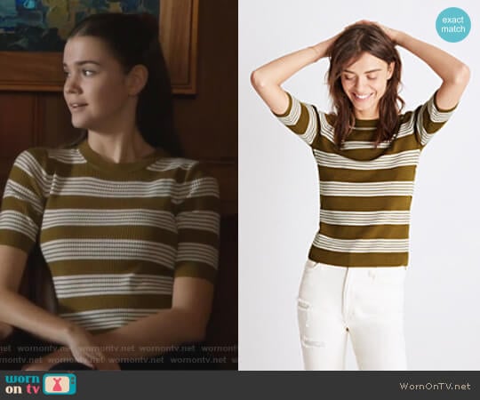 Madewell Ribbed Sweater Top in Bennett Stripe worn by Callie Jacob (Maia Mitchell) on The Fosters