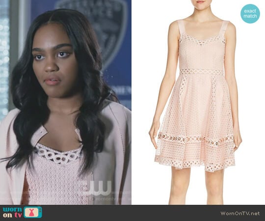 Maje Ravi Grommet-Detail Lace Dress worn by Jennifer Pierce (China Anne McClain) on Black Lightning