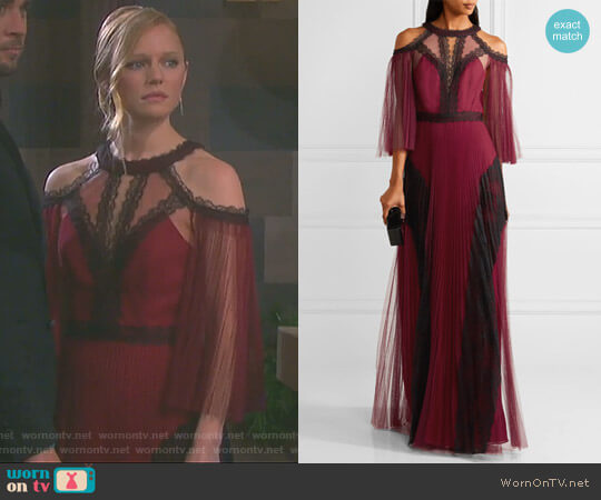 Marchesa Notte Cold-shoulder Pleated Tulle Gown worn by Abigail Deveraux (Kate Mansi) on Days of our Lives