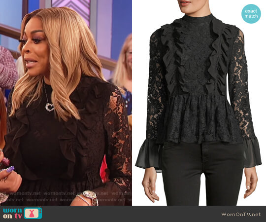 Marled by Reunited Ruffled Peplum Lace Top worn by Wendy Williams on The Wendy Williams Show