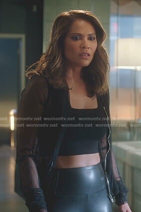 Maze’s black mesh jacket on Lucifer