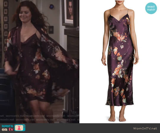 Meng Floral-Print Sleeveless Silk Nightgown worn by Grace Adler (Debra Messing) on Will and Grace