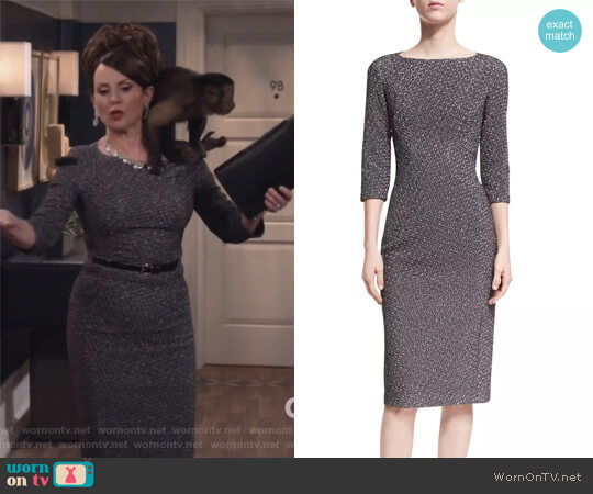 Michael Kors Metallic Dogtooth Boat-Neck Sheath Dress worn by Karen Walker (Megan Mullally) on Will and Grace