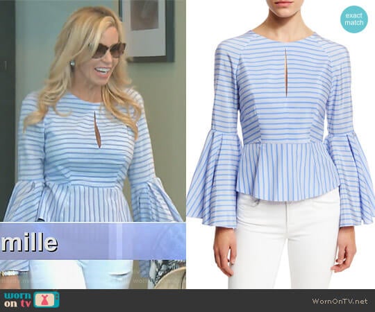 Milly Luna Striped Blouse worn by Camille Grammer on The Real Housewives of Beverly Hills