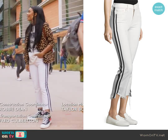 Mother Insider Crop Step-Fray Straight-Legs Jeans worn by Zoey Johnson (Yara Shahidi) on Grown-ish