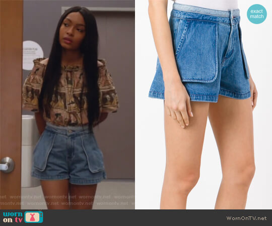 Opening Ceremony Inside Out Shorts worn by Zoey Johnson (Yara Shahidi) on Grown-ish