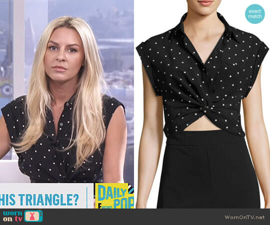 T by Alexander Wang Printed Twist-Front Silk Top worn by Morgan Stewart on E! News